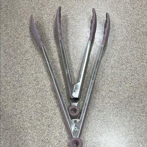 Stainless Steel Kitchen Tongs with Purple Silicone Tips set